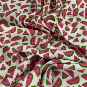 "Melomania" - Melon Printed Cotton Rib | SKU 7747 #U1