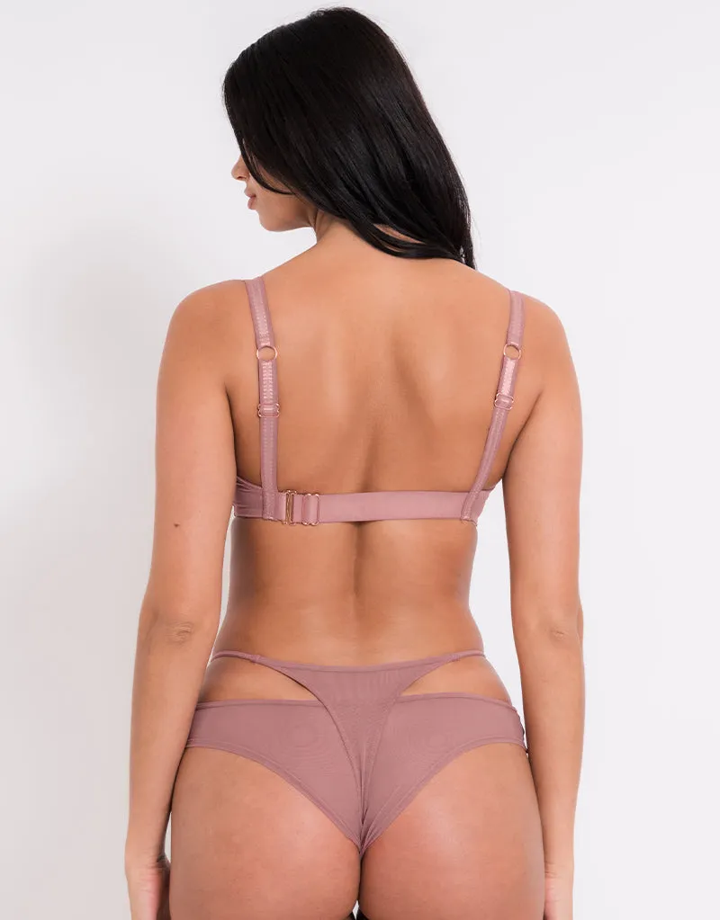 Scantilly Peep Show Brazilian Brief Dusty Rose