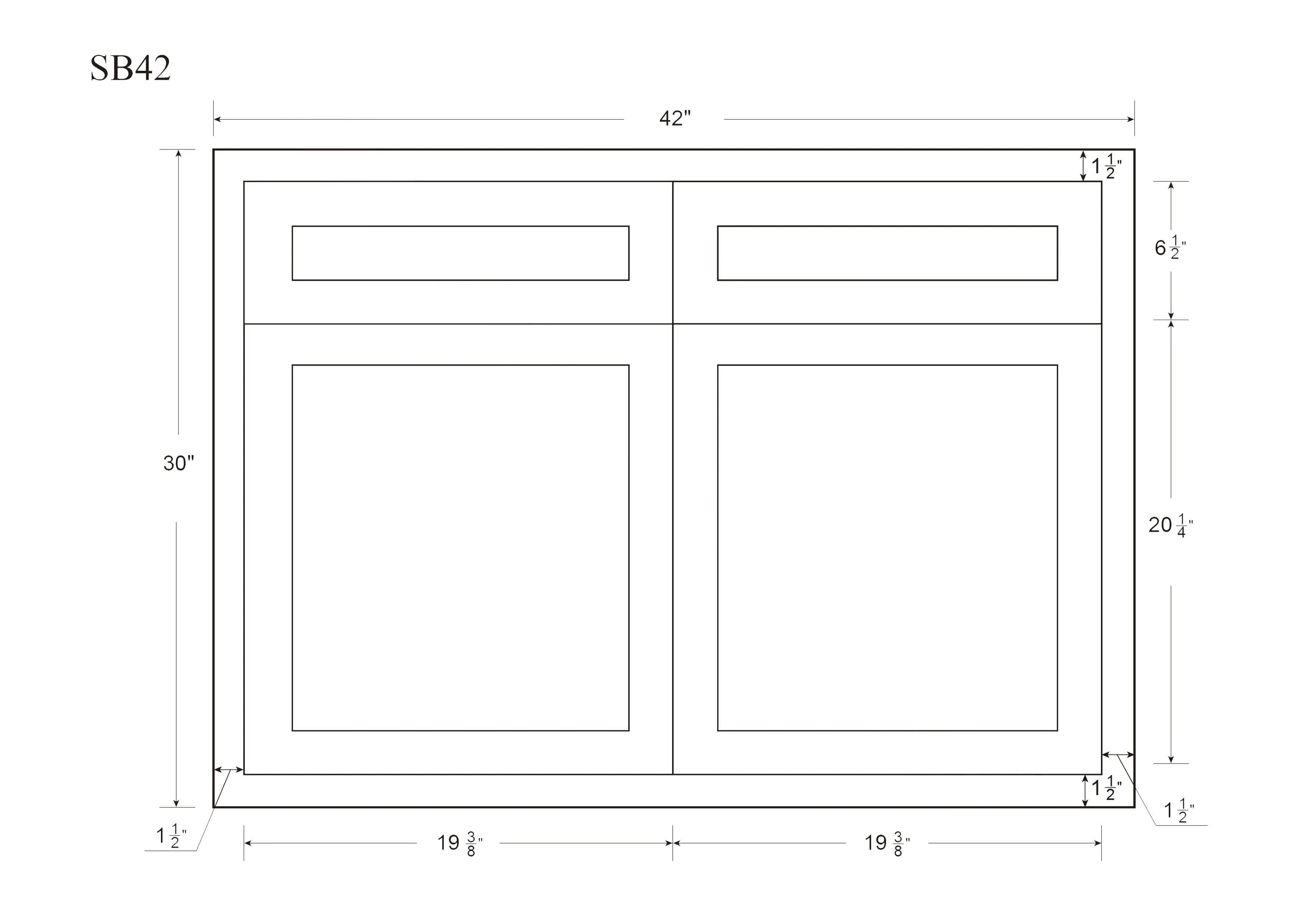 Sink Base Vintage White Inset Raised Panel Cabinets 33", 36", 42"