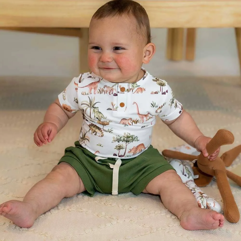 Snuggle Hunny - Dino Short Sleeve Organic Bodysuit