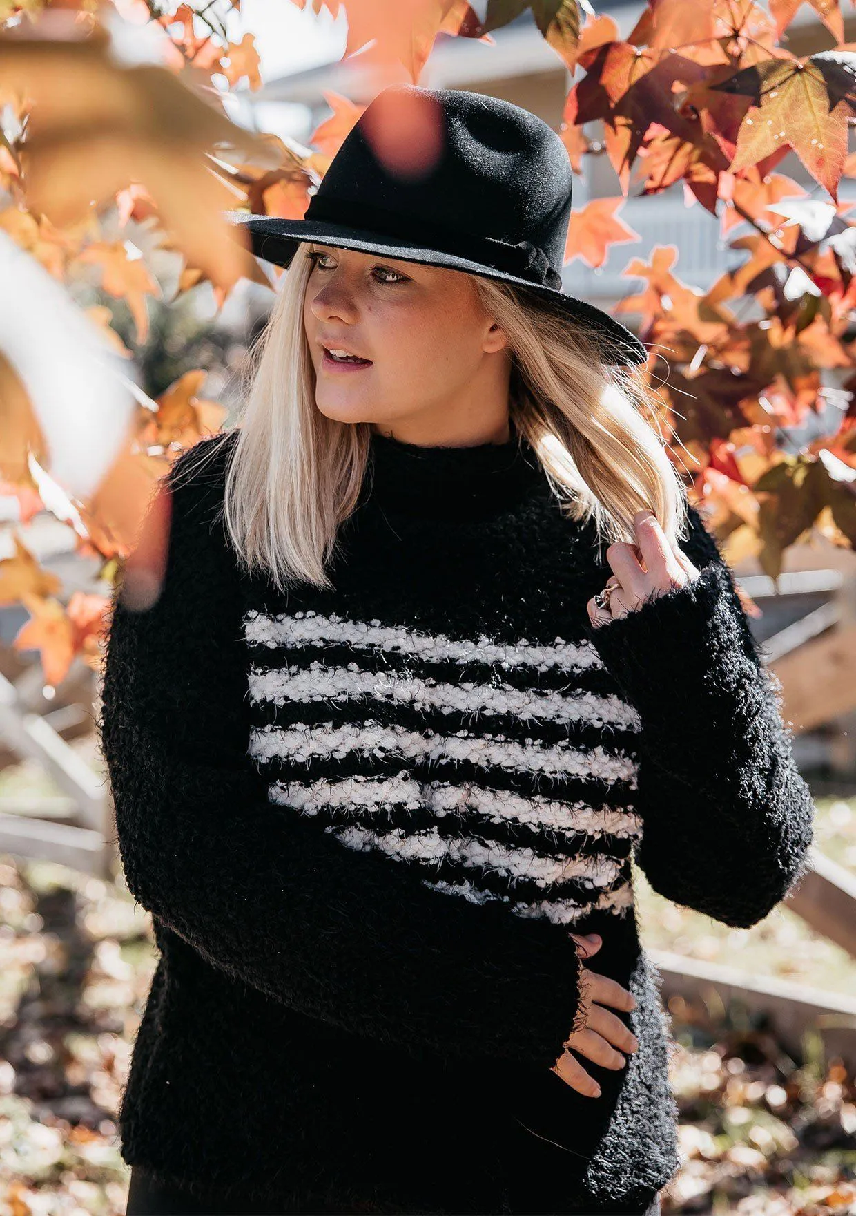 Snuggly Striped Fuzzy Pullover