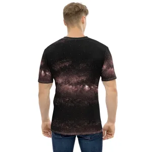 Space Pink Galaxy Men's T-shirt, Futuristic Designer Premium Tees For Men-Made in USA/EU/MX