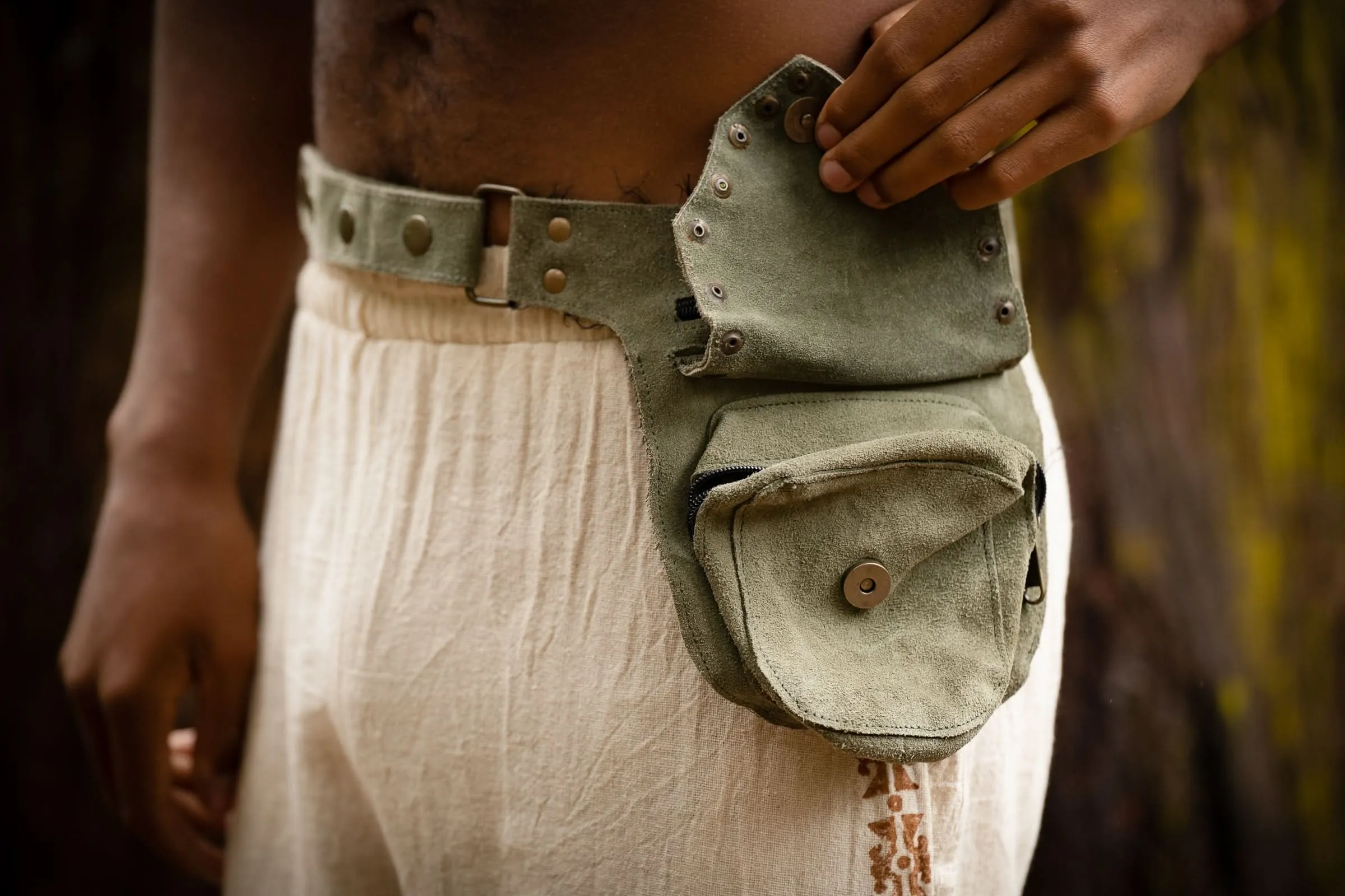 The Nile Recycled Leather Pocket Belt for Men