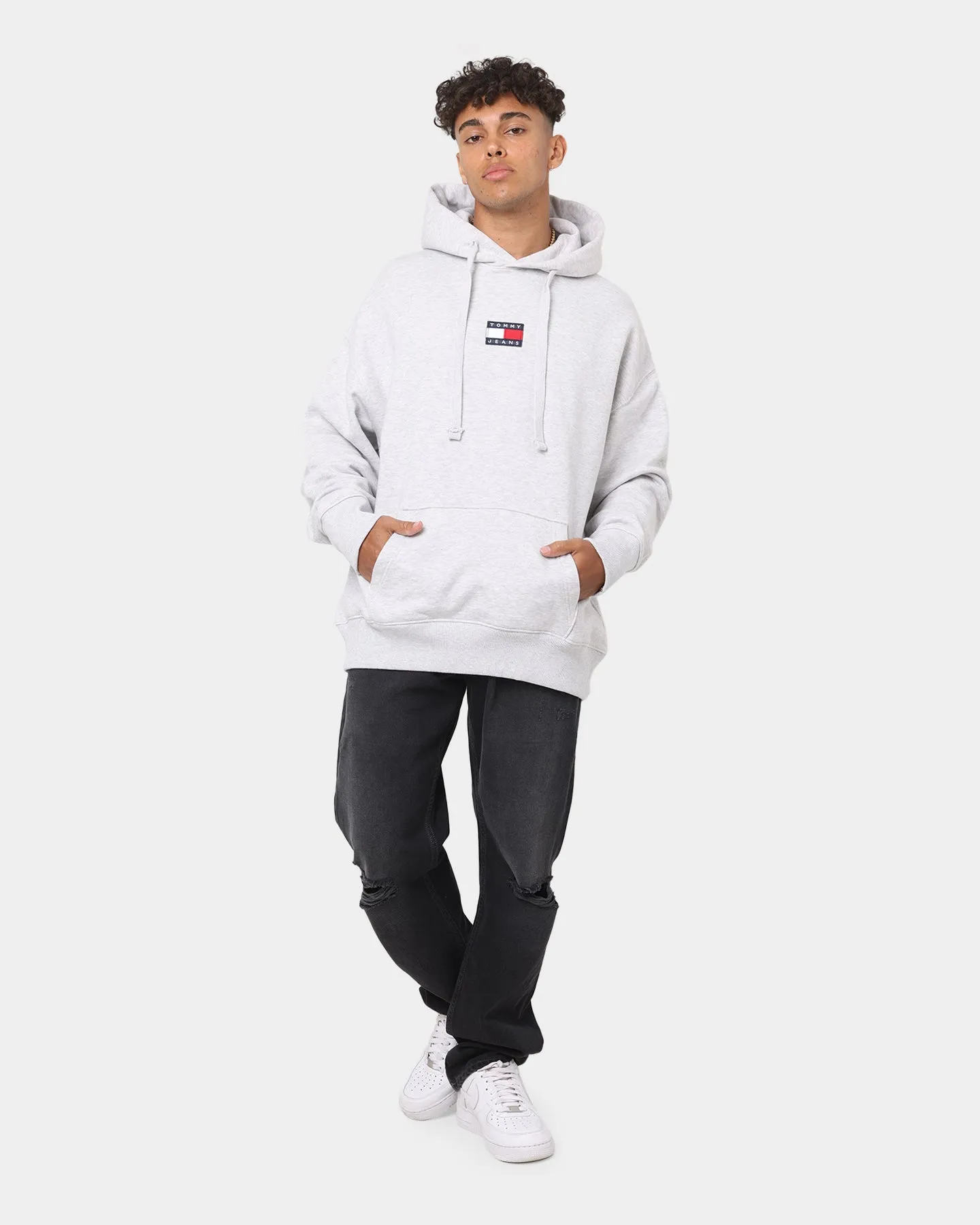 Tommy Jeans Tommy Badge Hoodie Silver Grey Heather