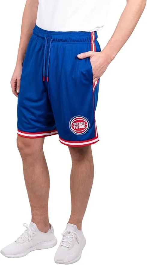 Ultra Game NBA Official Men’s Slam Active Basketball Training Shorts - Unisex, Detroit Pistons, Team Color|Detroit Pistons