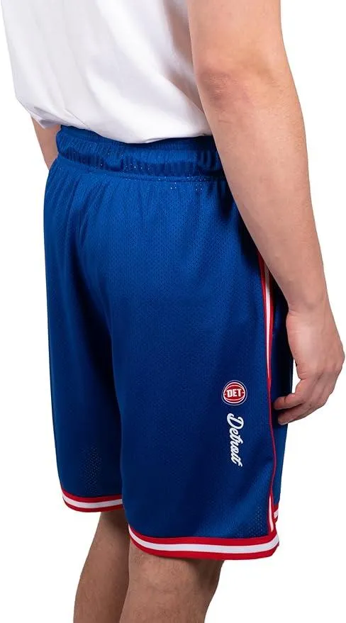 Ultra Game NBA Official Men’s Slam Active Basketball Training Shorts - Unisex, Detroit Pistons, Team Color|Detroit Pistons