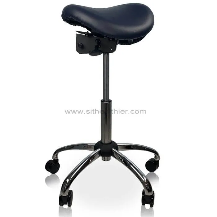 USA Patented Twin Tiltable Saddle Stool with Adjustable Seat Width and Center Gap [GENUINE LEATHER]