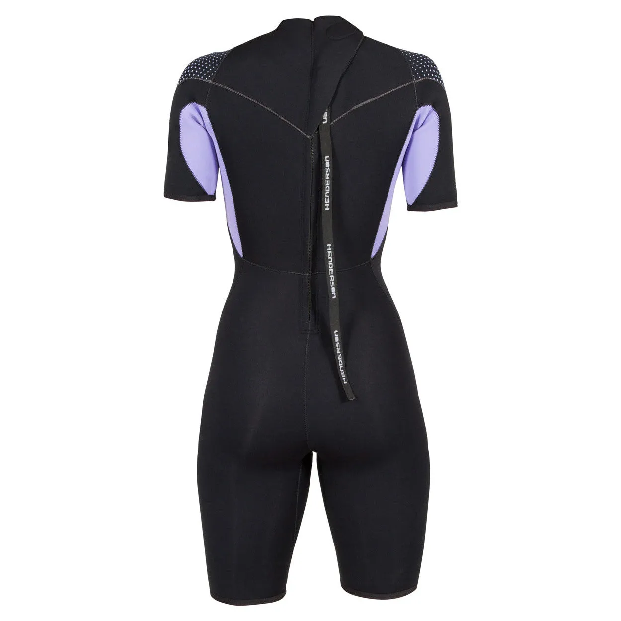 Used Henderson 3mm Womens Thermoprene Pro Back Zip Shorty Wetsuit - Black / Lavender- 6