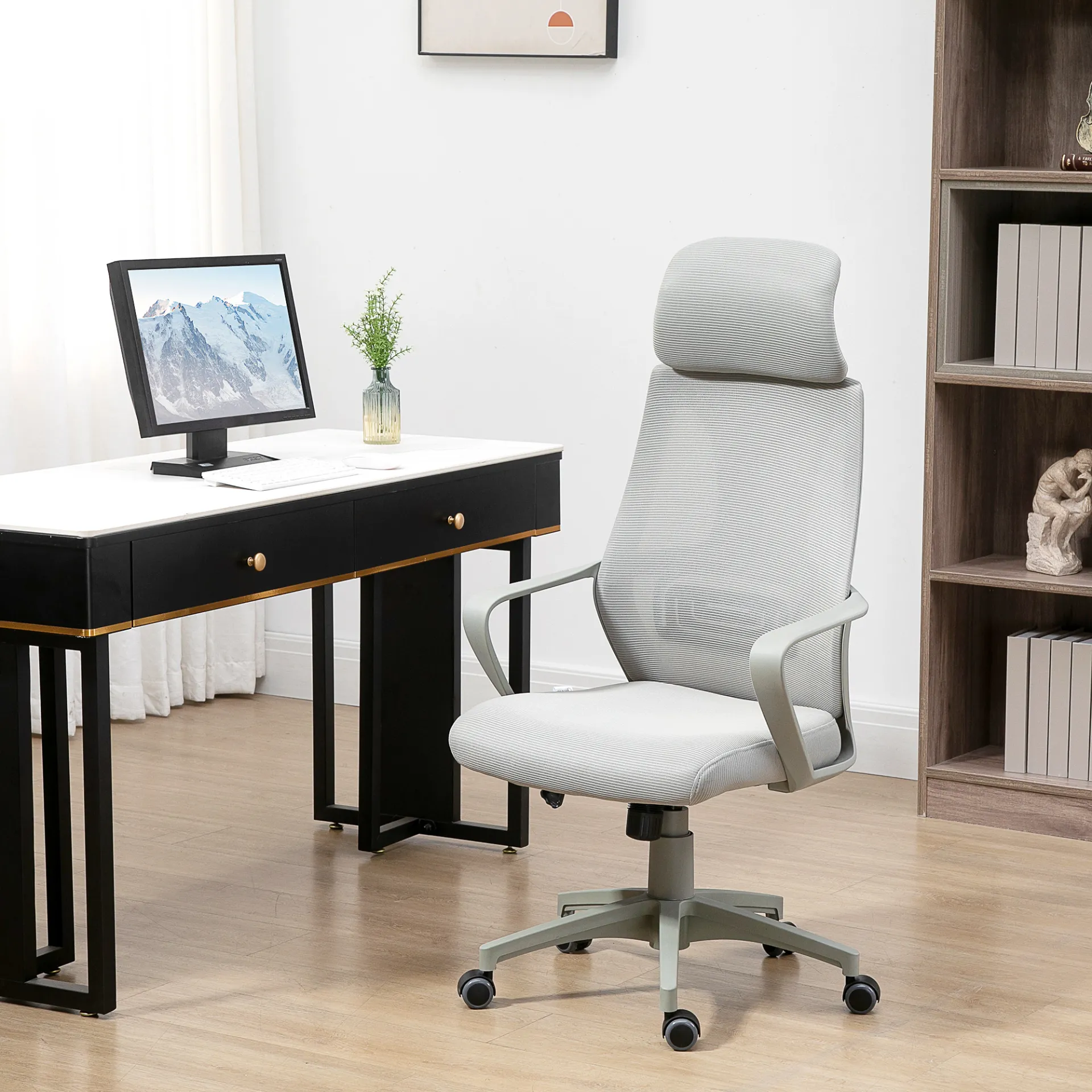 Vinsetto Grey Ergonomic Office Chair - High Mesh Back, Adjustable Height & Swivel Base