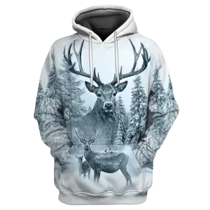 White Deer Hunting 3D Full Print Hoodie Deer Hunting Hoodies