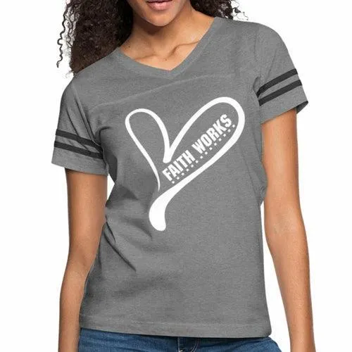 Womens Graphic Vintage Tee, Faith Works Heart Sport T-shirt