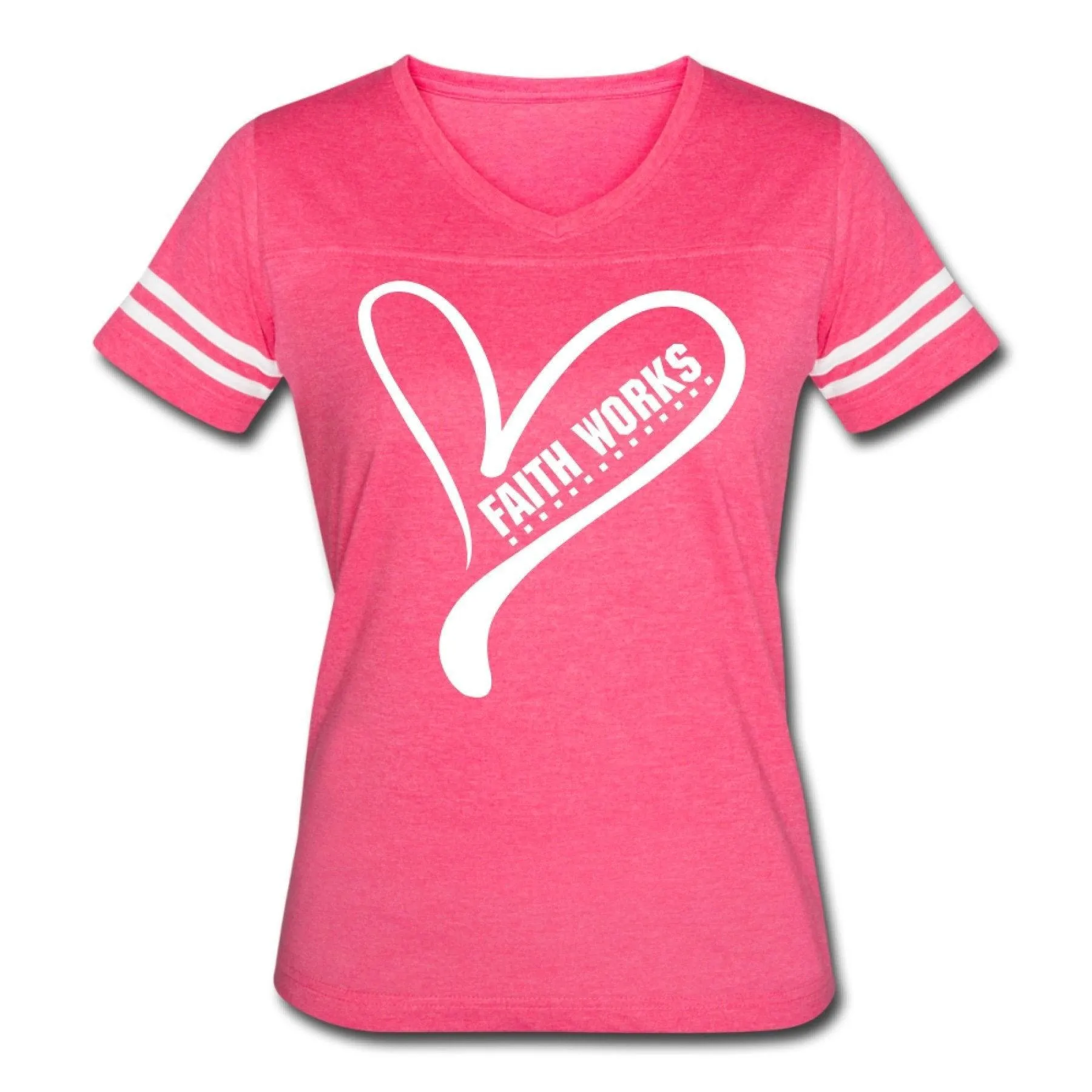 Womens Graphic Vintage Tee, Faith Works Heart Sport T-shirt