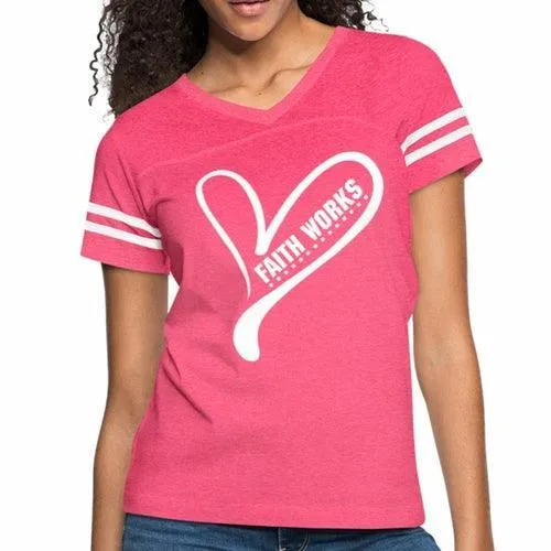 Womens Graphic Vintage Tee, Faith Works Heart Sport T-shirt