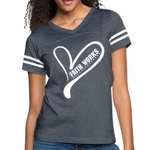 Womens Graphic Vintage Tee, Faith Works Heart Sport T-shirt