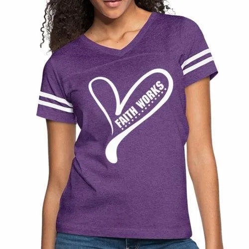 Womens Graphic Vintage Tee, Faith Works Heart Sport T-shirt