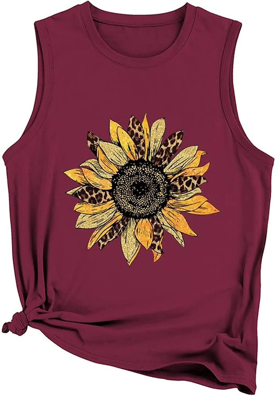 Womens Sunflower Tank Top Casual Summer Sleeveless Tee Shirt