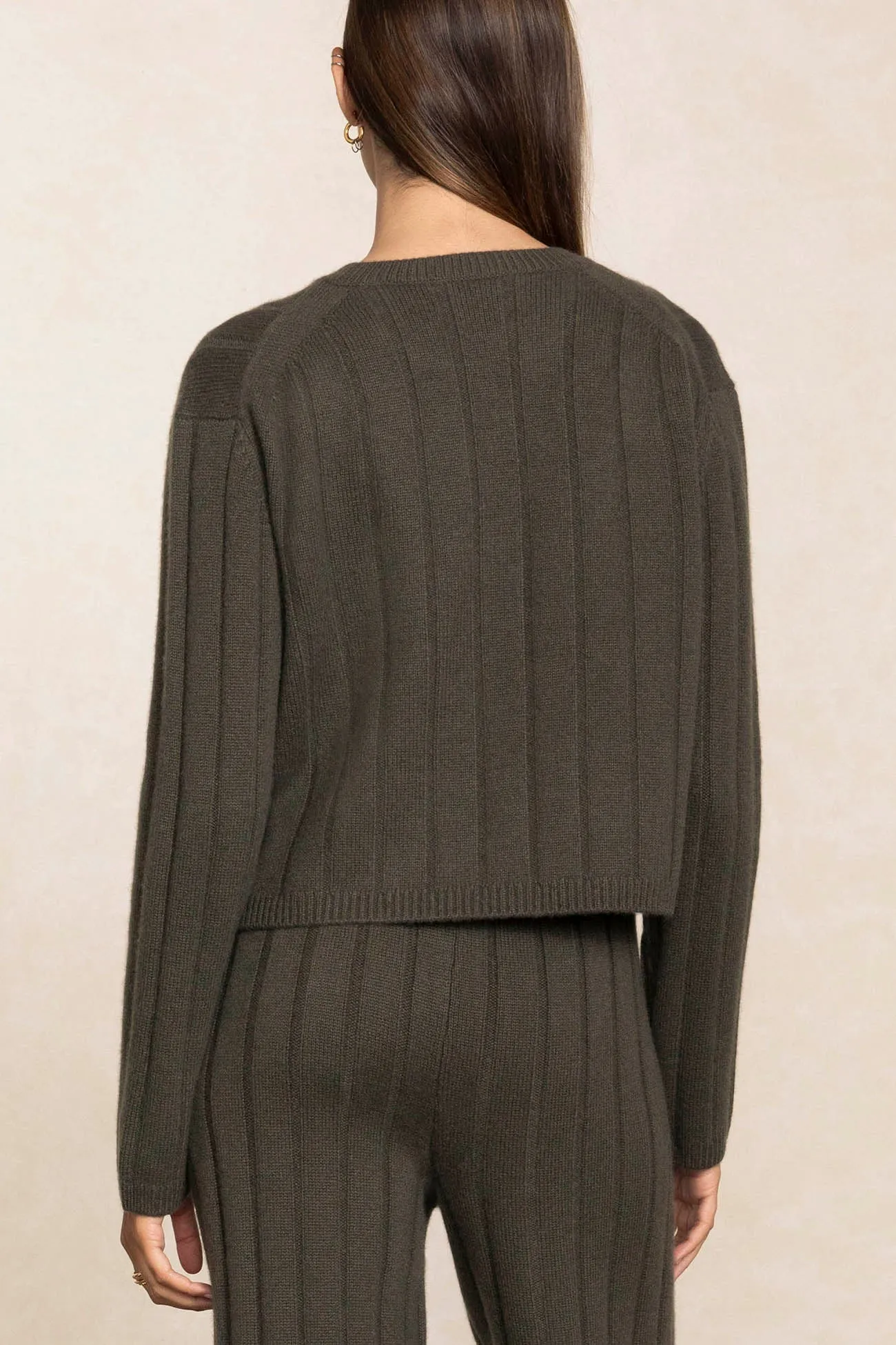 XENIA RIBBED CREWNECK CASHMERE SWEATER